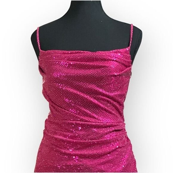 NWOT City Triangles Womens Fuchsia Sequin Maxi Dress Size XS Juniors - Picture 4 of 11
